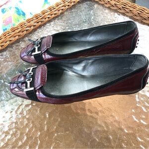 Tod’s Burgundy Leather Driving Loafers Size 7.5 Gommino Ballet Flats
